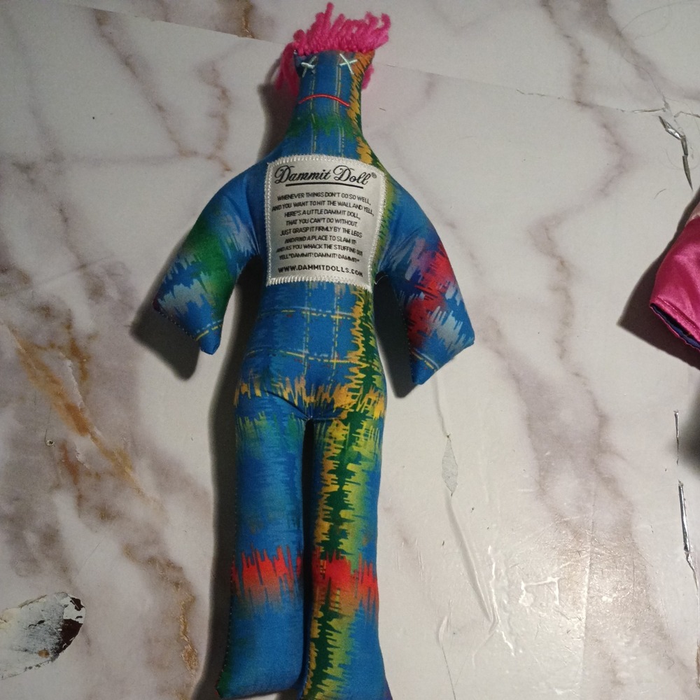Dammit Doll Stress Relief  Gift 12" Pink‎ Hair multicolor plush COLLECTIBLE RARE
